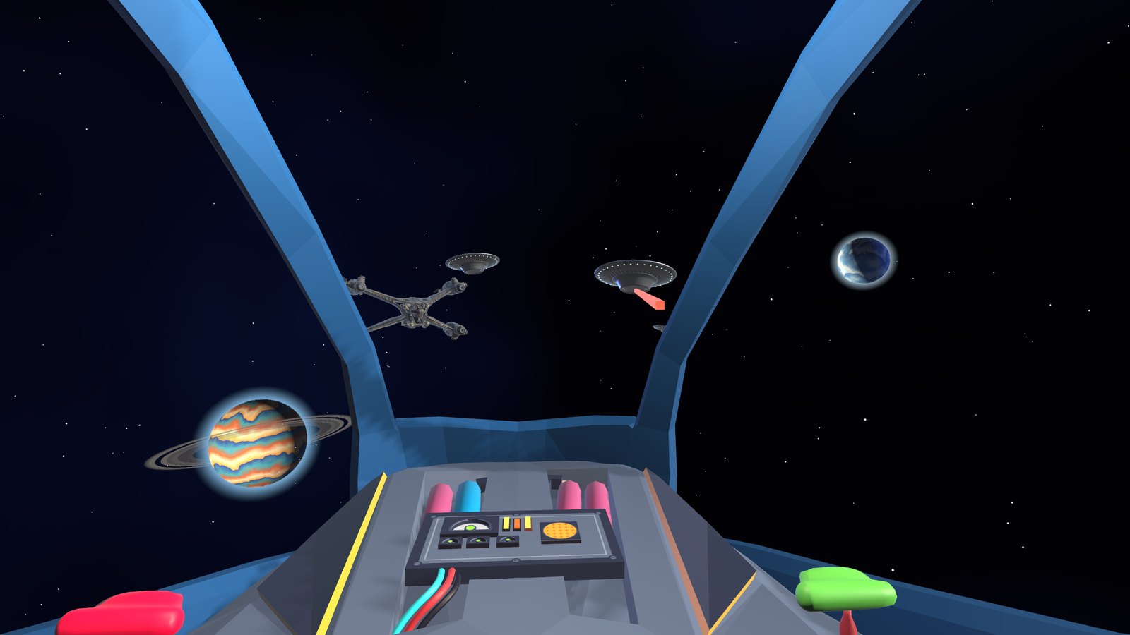 Tracer fire from the cockpit onto an alien fighter